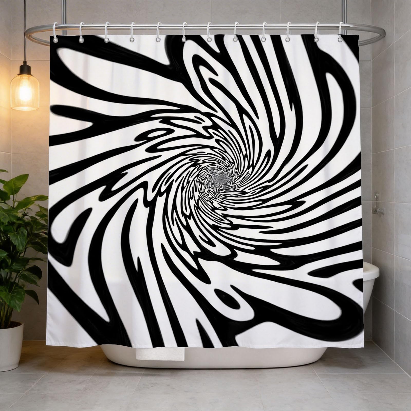 Hongduo 3D Geometric Art Shower Curtain for Stalls Bathtubs Geometric Bathroom Decor Shower Curtain Set Polyester Fabric Waterproof 200x200cm/79X79 Inch with Hooks