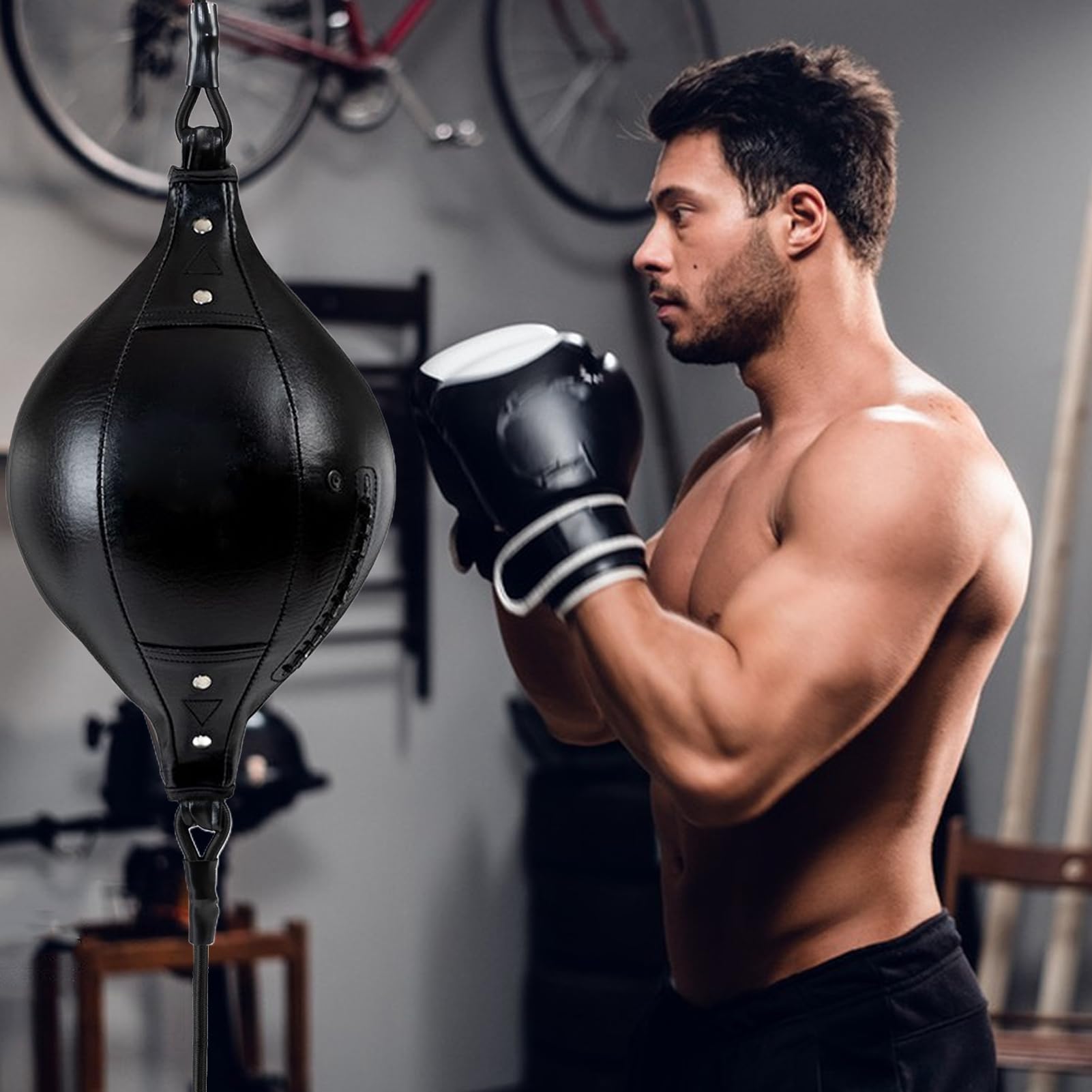 Doppelendiger Boxsack – Doppelter elastischer Boxsack aus PU-Leder | Flexibler Boxball | Für die Koordination im Fitnessstudio, Grundtraining, Trainingsreaktion, Fähigkeiten
