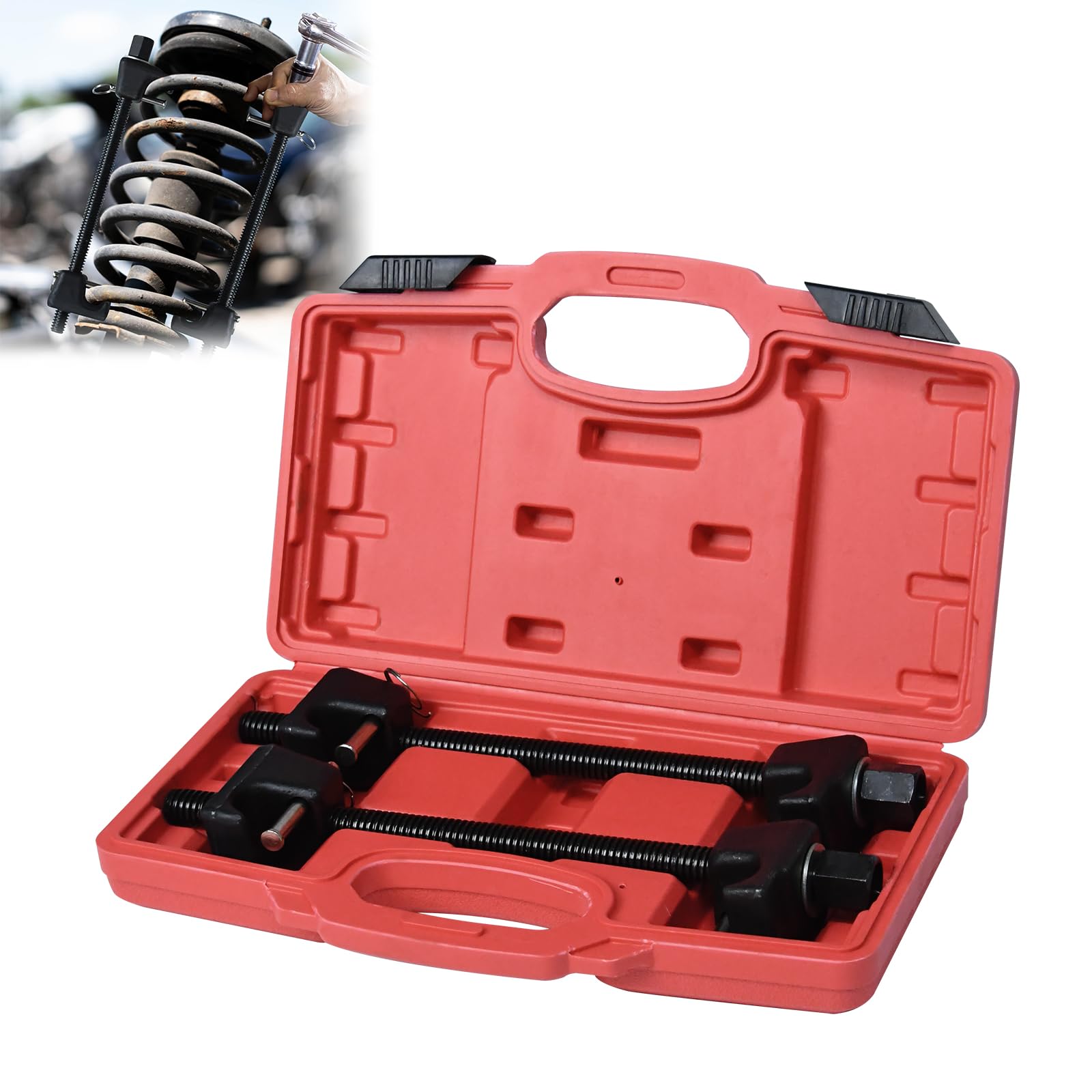 LARS360 Set di 2 tenditori a molla professionali per auto, con valigetta, 300 mm, tuning, set di molle, larghezza massima 260 mm