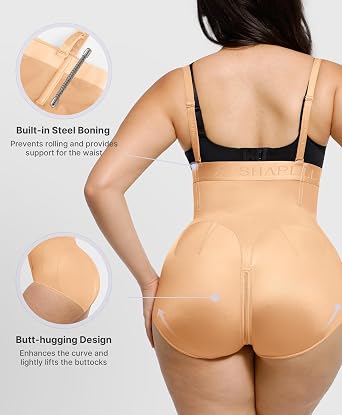 SHAPELLX Adjustable Straps High Waist Tummy Control Shapewear Panties | Firm control, no roll, under dress, easy bathroom access, side zipper, breathable stretch fabric for all-day comfort