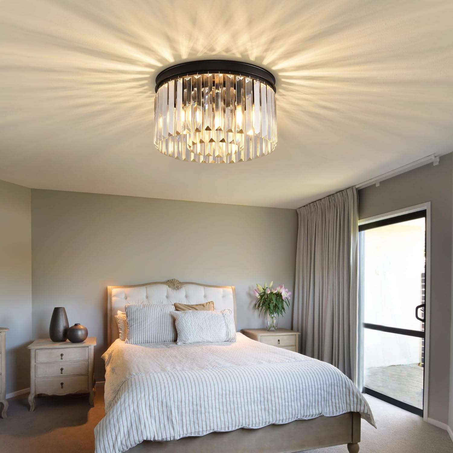 Light Fixtures Ceiling Mount - Black Hallway Light Fixtures Crystal Semi Flush Mount Ceiling Light for Kitchen Living Room Bathroom Porch