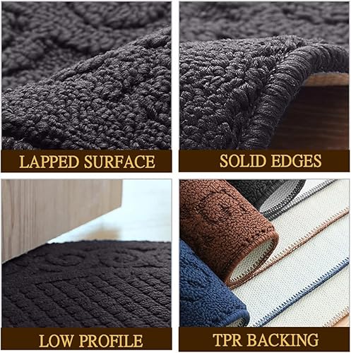 Miniatura 4 de Tapete semicircular para puerta interior de 18"x30", antideslizante, lavable a máquina, alfombra de entrada para exterior delantero/trasero, Gris