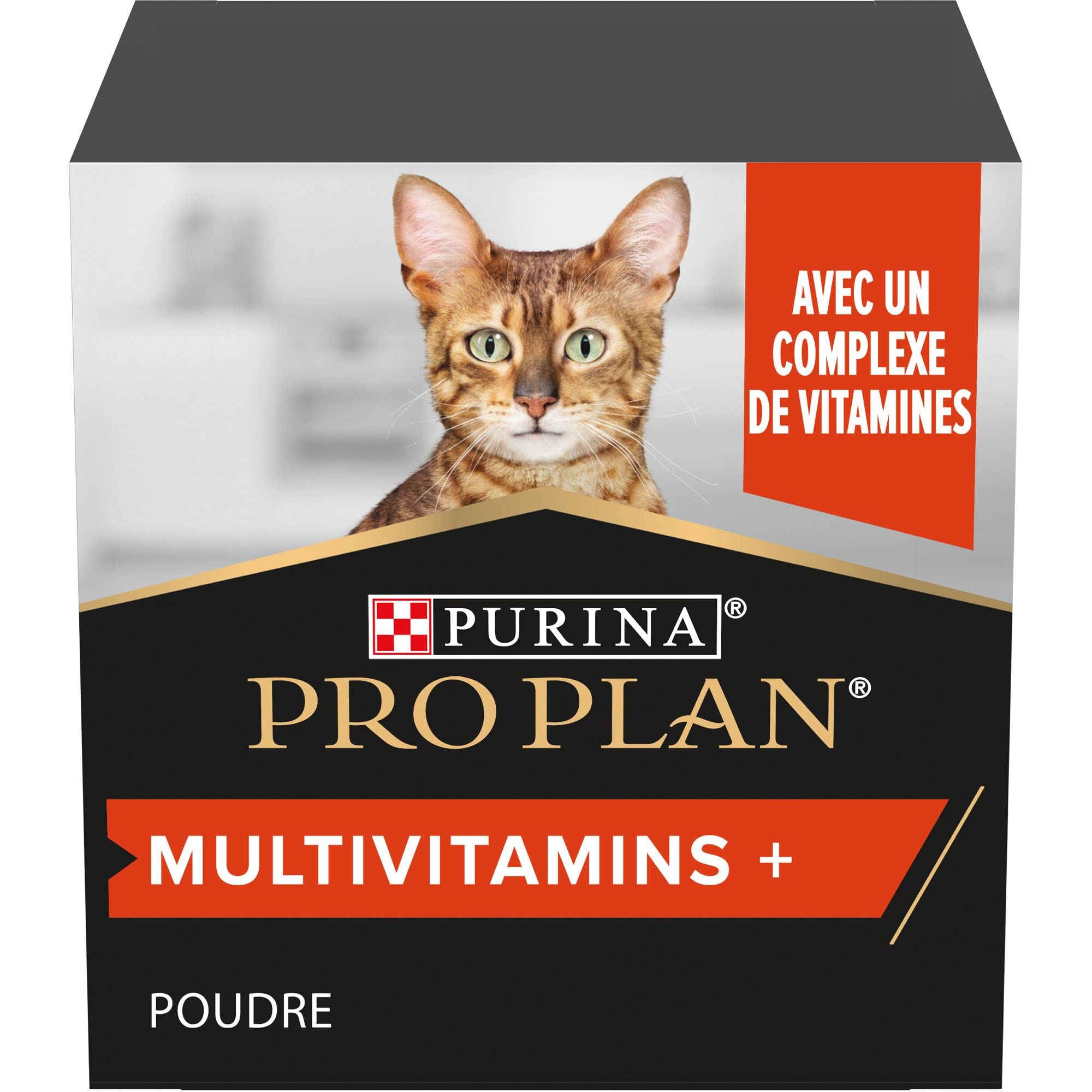 PURINA PRO PLAN | Multivitamins+ | Chat | Aliment complémentaire pour Chat Adulte | Favorise la libération d'énergie pour la vitalité et la bonne santé générale | Poudre | Boîte de 60g