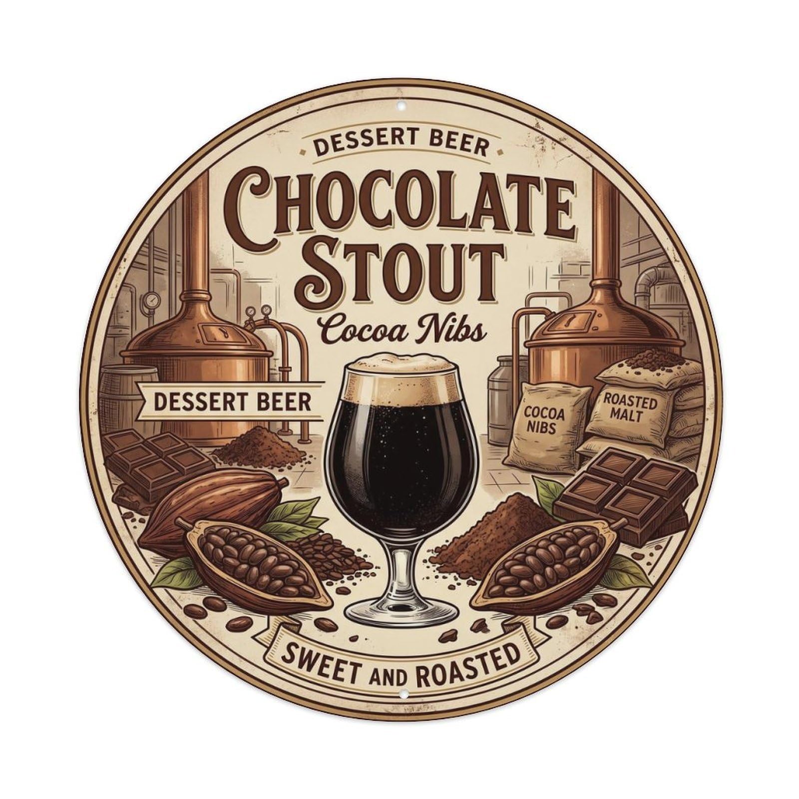 Chocolate Stout Ale House Old School Festival Brew Metal Tin Sign