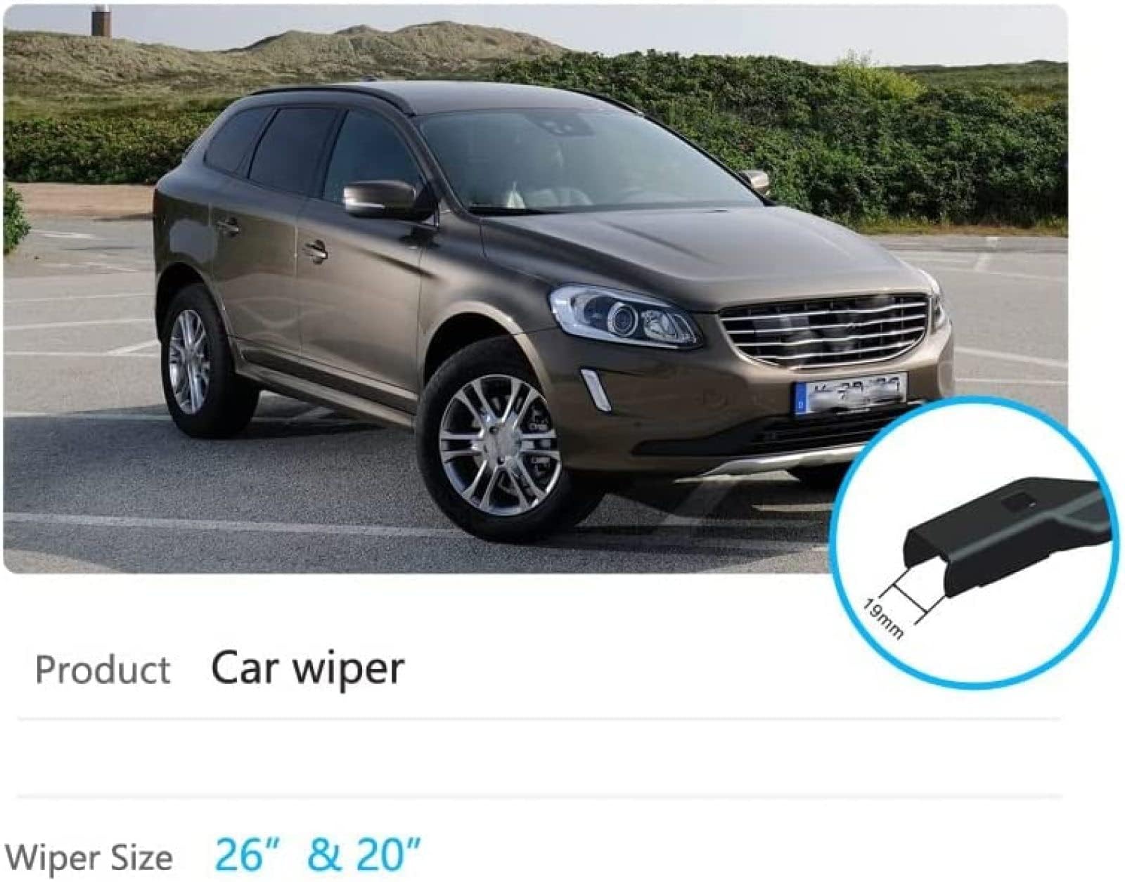 Coche Limpiaparabrisas para Volvo XC60 2009 2010 2011 2012 2013 2014 2015 2016 2017 Juego de escobillas limpiaparabrisas delanteras Cepillos for parabrisas