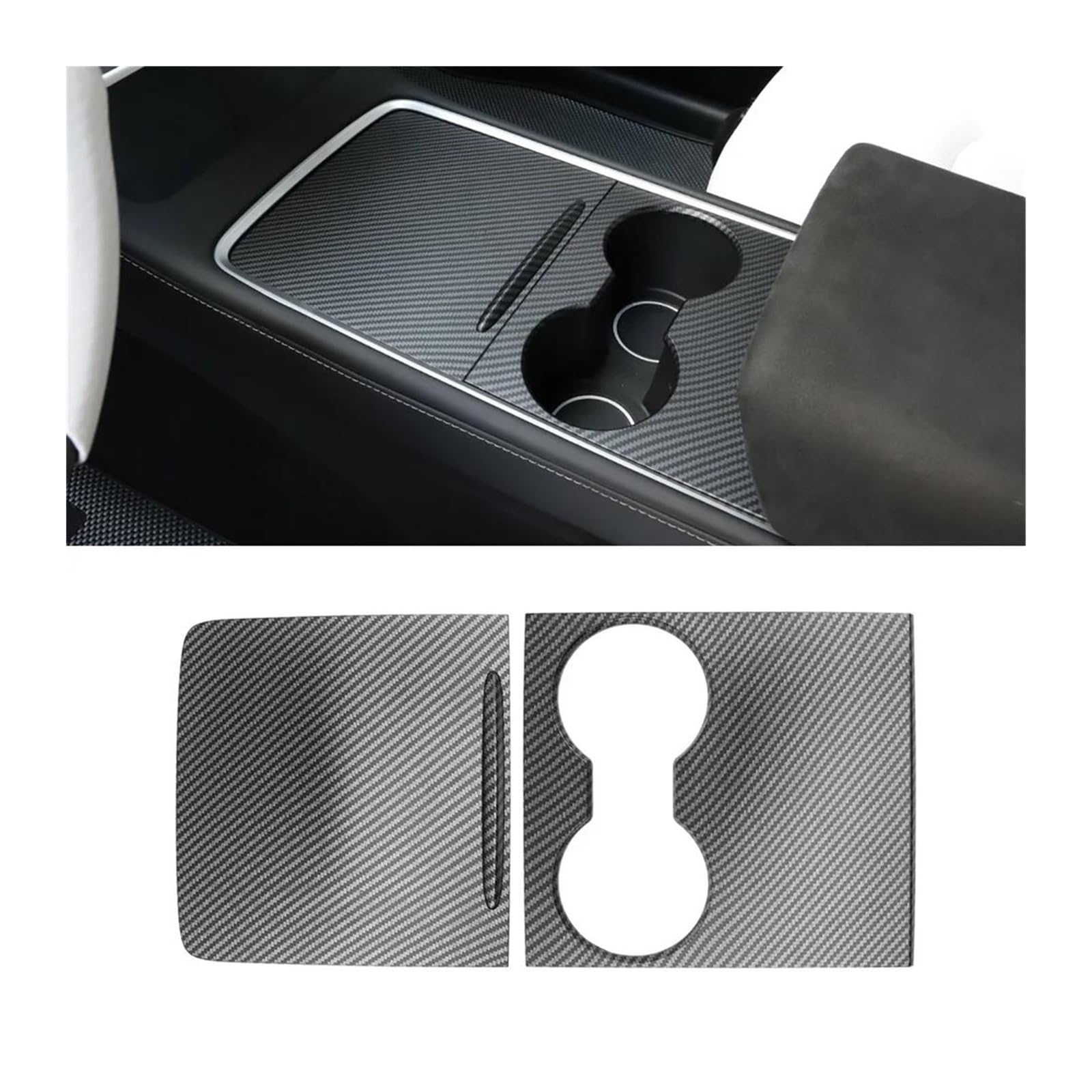 Auto Pannello Controllo Centrale Copertura Trim Protezione Retrofit Pellicola Interni Console Adesivo Per Tesla Per Modello 3 Per Y 2021 2022 2023 Console Centrale Trim(Matte Carbon)