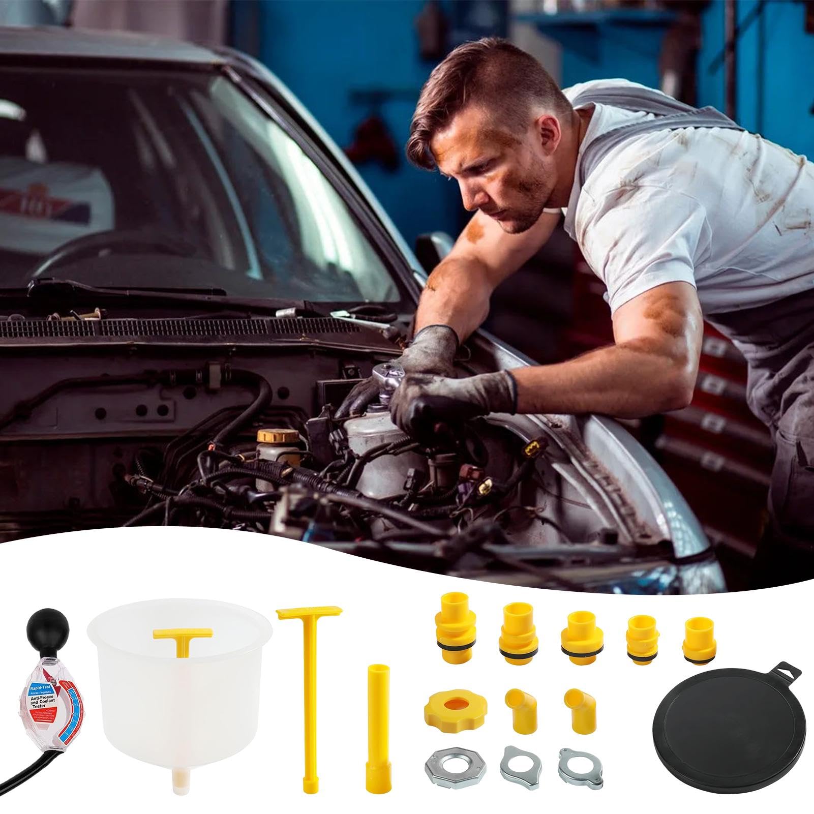 Kit De Embudo Para Refrigerante De Coche | 16 Piezas, Para Cambio De Líquido Refrigerante