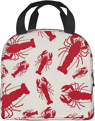 Miniatura 3 de Lonchera estampada con langosta roja, bolsas de almuerzo aisladas para mujeres y hombres, lonchera reutilizable para el trabajo, picnic o viajes