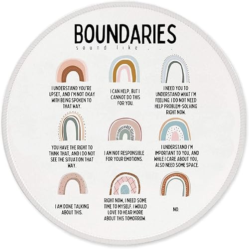 Znzd Boundaries are Like Mental Health - Alfombrilla de mouse de 7.9 x 7.9 pulgadas, base de goma antideslizante de arco iris bohemio para el hogar,