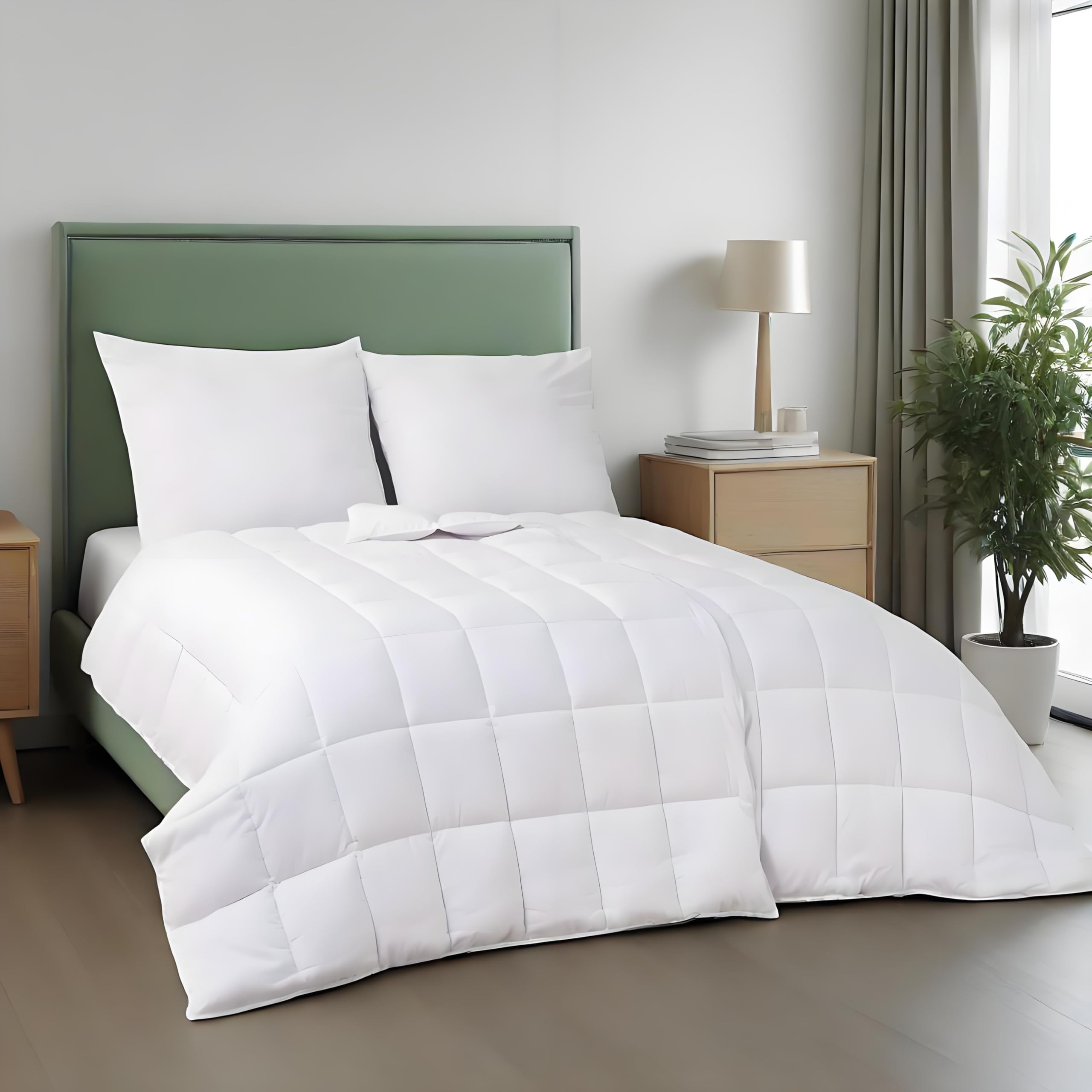 HIG Bettdecke 135x200cm 2er Set mit Kissen–2 Ganzjahresdecke mit 250GSM Mikrofaserfüllung, 2 Kopfkissen 80x80cm, Oeko-Tex Zertifiziert, Kuschelweich Waschbar für Schlafzimmer Gästezimmer Ferienwohnung