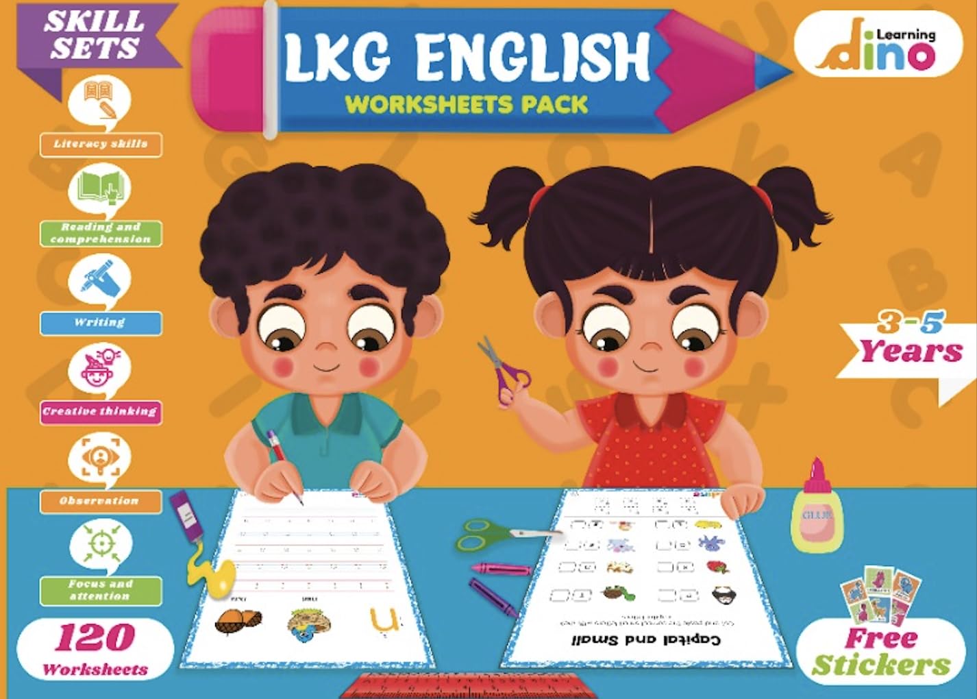 Learning Dino - LKG English Activity Worksheets Pack - 120 Pages + Sticker sheet Medium (B09YTT8RV6) Amazon Price History, Amazon Price Tracker