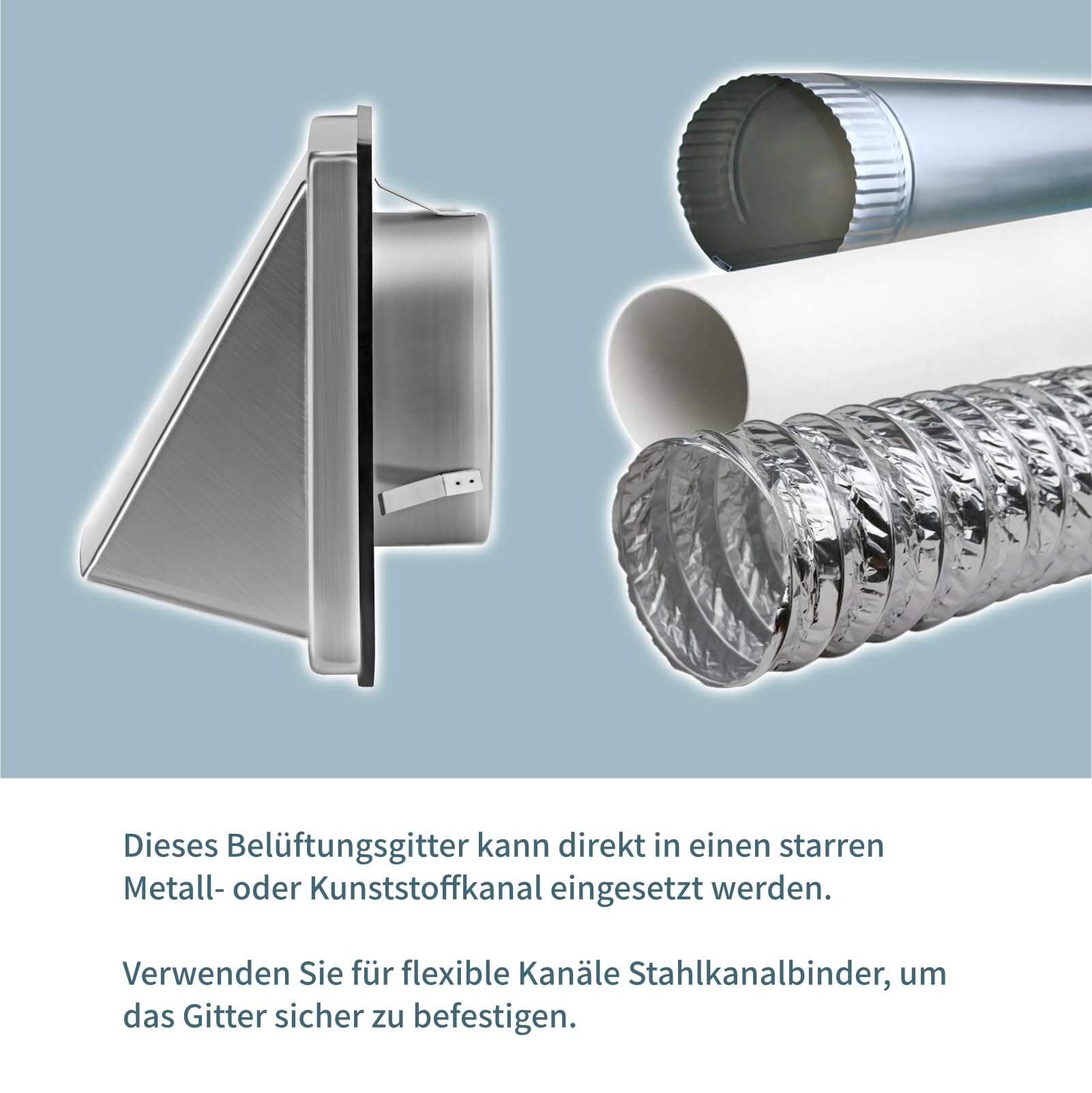 Uyoyous Edelstahl Lüftungsgitter 125 Mm – Abluftgitter Für Dunstabzug, Trockner & Klimaanlage (silber)