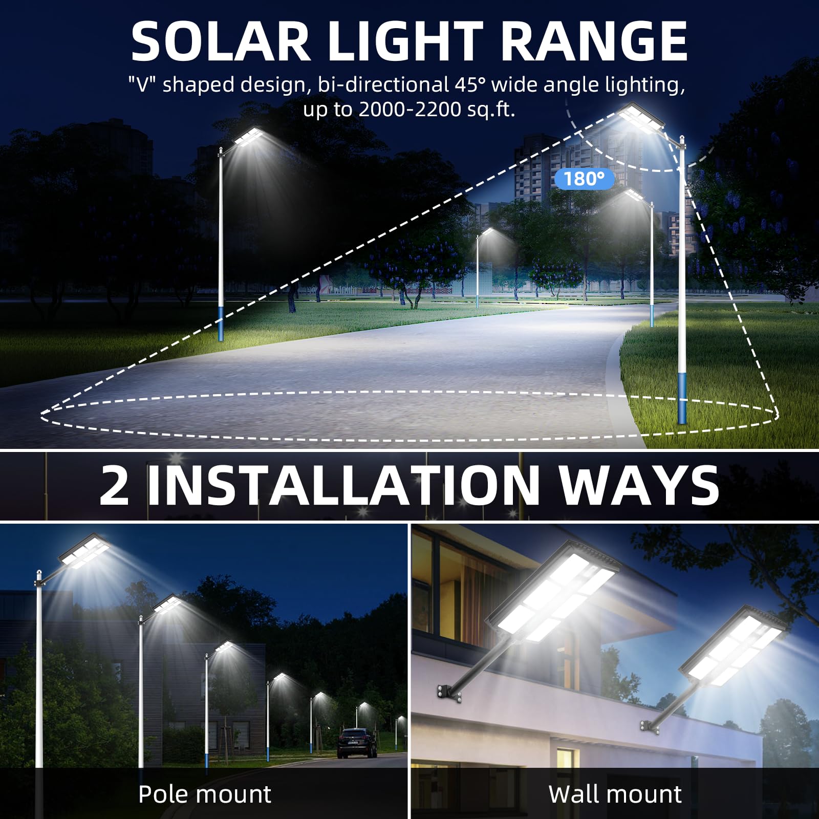 Viugreum Farolas Solares Exterior 1200W, Farola Potente con Control Remoto, IP65 Impermeable Luz Solar Exterior, 1170LED 6500K Foco Solar Exterior Sensor de Movimiento, Luz de Seguridad Jardín Patio