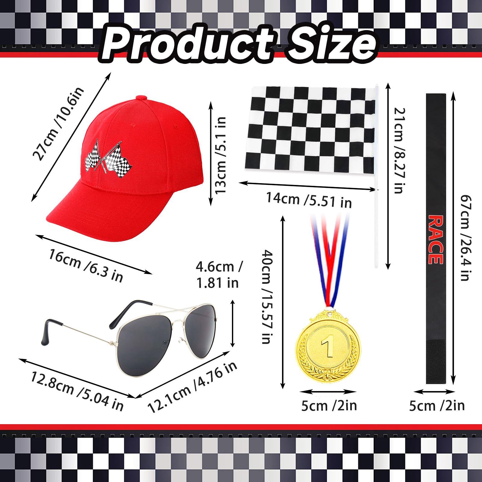 Rennfahrer Kostüm Kinder Race Overall Jumpsuit mit Gläser Medaille Hut Flagge für Halloween Karneval Racer Cosplay