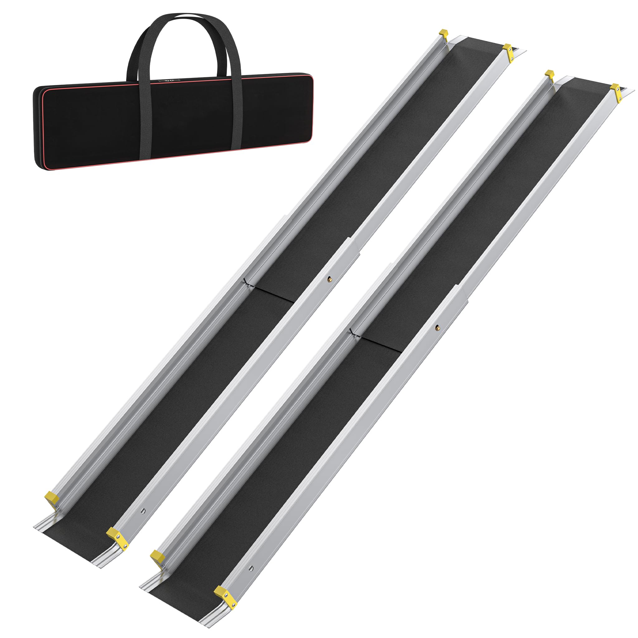 FIVMEN Rampa telescópica para silla de ruedas, 2 unidades, 91-153 cm, aluminio, capacidad de carga de 300 kg, rampa telescópica, rampa de carga, ajustable, portátil, para sillas de ruedas y scooters