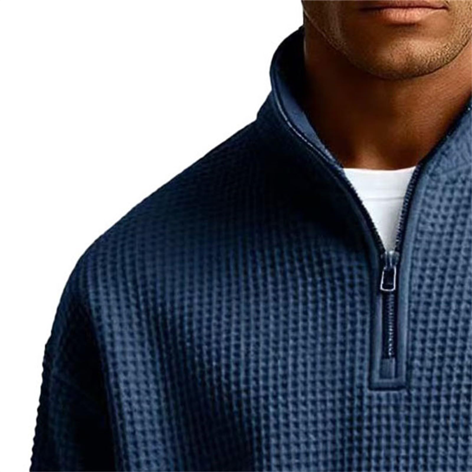 Sudaderas de Hombre Sudadera Informal de Manga Larga para Hombre, Estilo otoño/Invierno, con Cremallera 4/1 y sin Capucha. Sudadera Navidad Familia