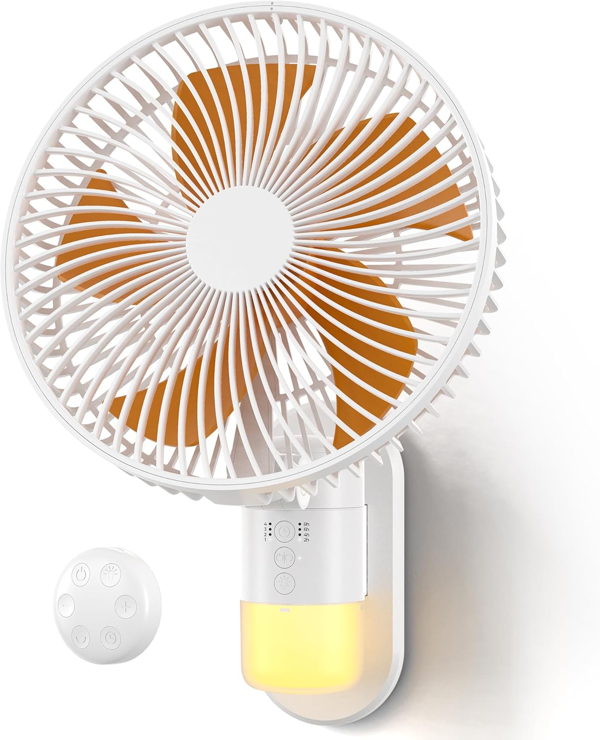 Airbition 10'' Wall Mount Fan with Remote Control and Night Light, 90°Oscillating, 4 Speeds, Timer, Included 120° Adjustable Tilt, High Velocity, for Bedroom RV Home Office Garage,79Inch Cord