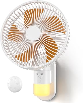 Airbition 10 Small Wall Mount Fan with Light and Remote Control, 90Oscillating, 4 Speeds, Timer, Included 120 Adjustable Tilt, High Velocity, 79Inch Cord, for RV Bedroom Home Office Garage