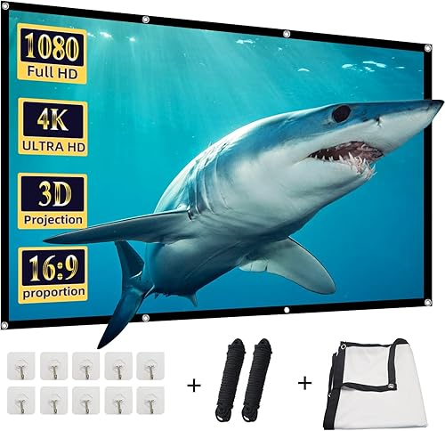 Miniatura 12 de Pantalla de proyección de 130 pulgadas, pantalla de proyector plegable lavable, antiarrugas, portátil, 4K, para interior y exterior, 16:9, HD,