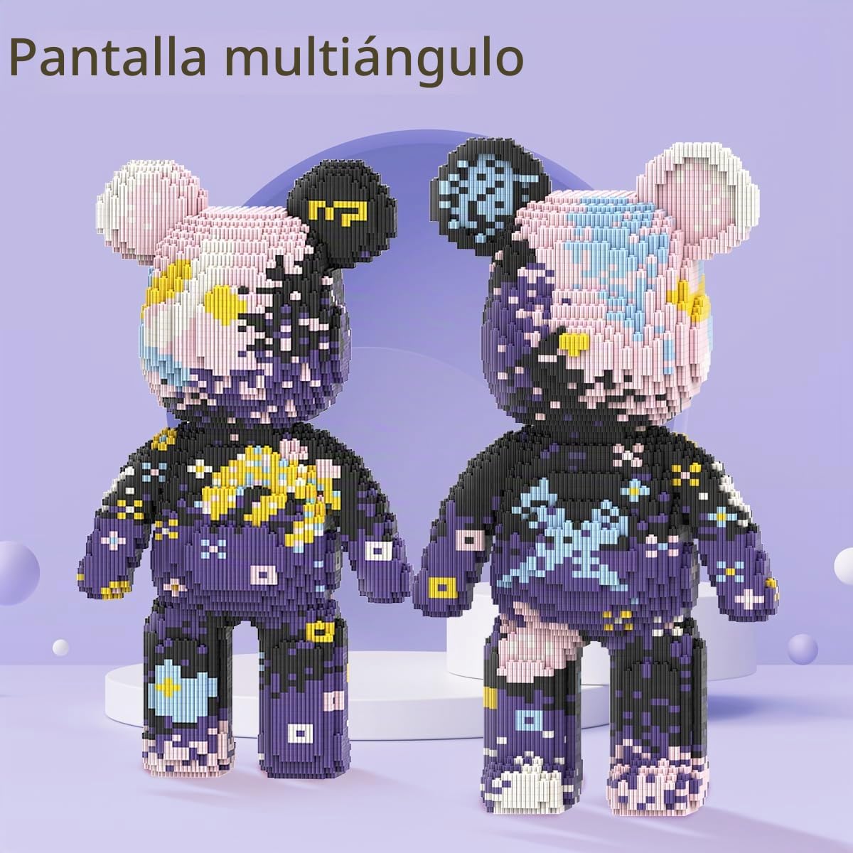 DAHONPA Animal Series Graffiti - Juego de bloques de construcción de ladrillos de oso morado, 5600 piezas, juego de micro ladrillos, modelo de decoración de regalo para niños y niñas