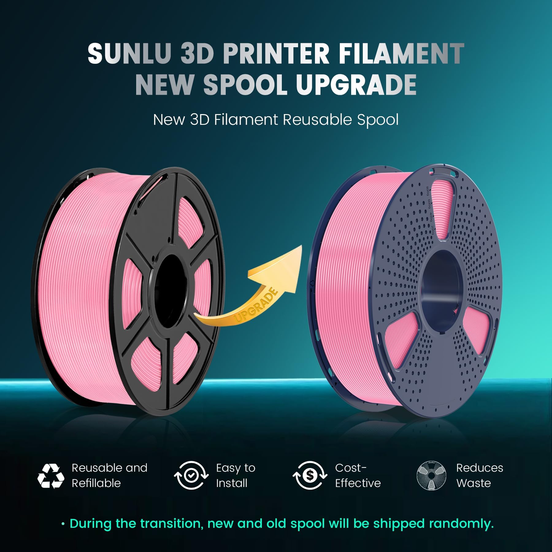 SUNLU PLA Plus filamento per stampante 3D, Filamento PLA+ 1.75mm, Filamento ad alta resistenza compatibile con stampanti 3D FDM, Precisione dimensionale +/- 0.02 mm, Bobina da 1kg (2.2LBS), Oro