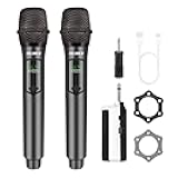 Wireless Microphone,Professional Dual Handheld Cordless Dynamic Mic System with Rechargeable Receiver(160 Ft),Karaoke Microphone Set for Singing,Karaoke,Wedding,DJ,Party,Speech,Church,K60-2