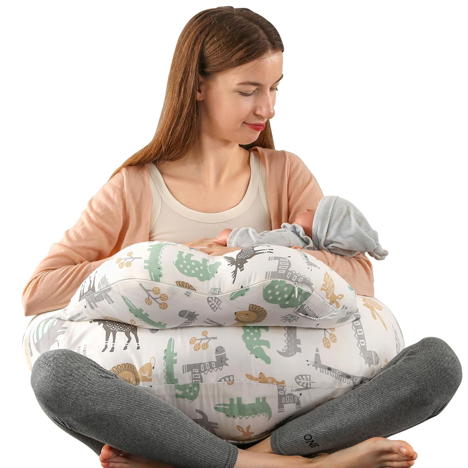 Feeding Pillow for New Born Baby with Detachable Cover Breast Feeding & Maternity Nursing Pillow for Breastfeeding Support for Baby Feeding Pillow with Removable Cover (White-RABIT)