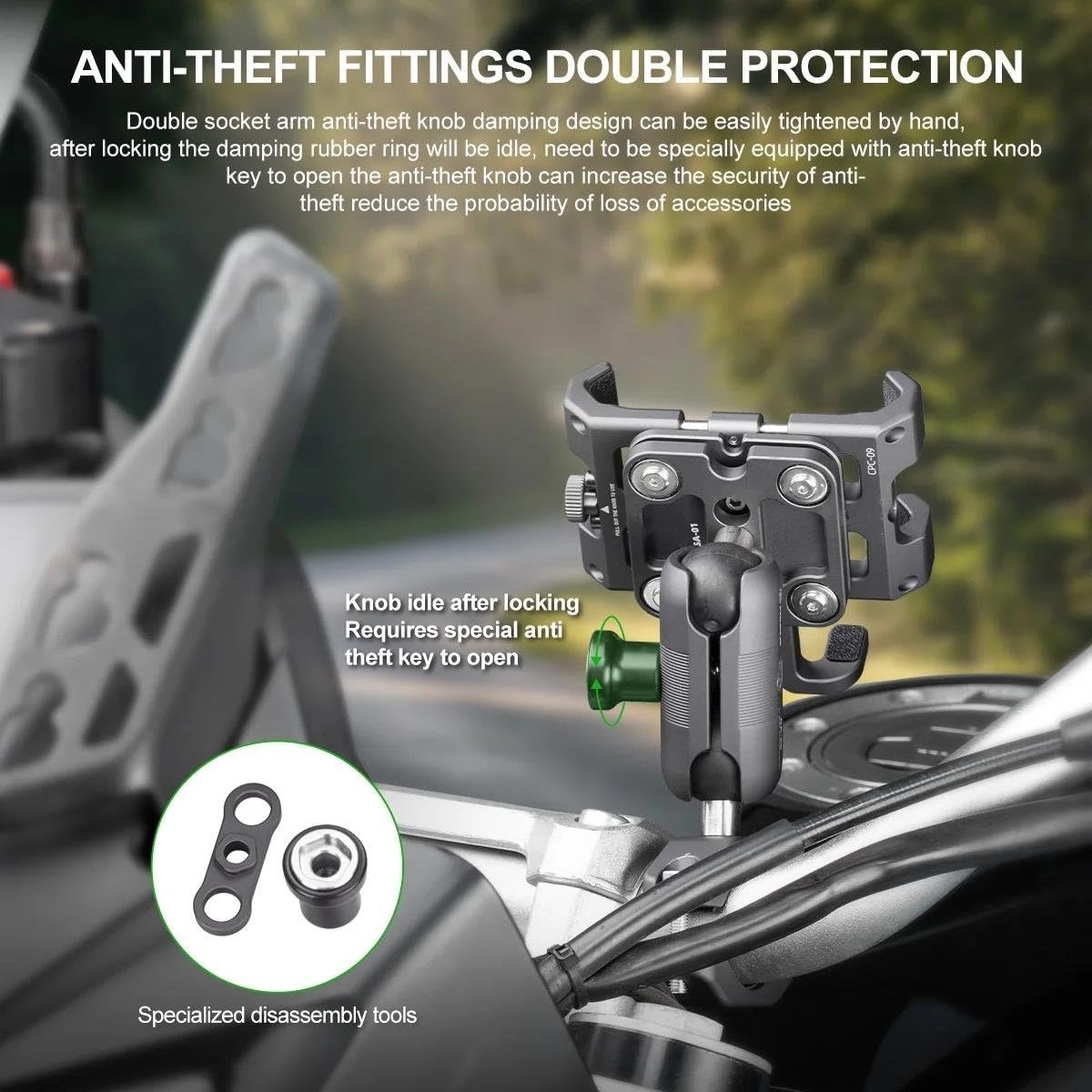 Supporto Telefono Moto Bici Lega Di Alluminio Con Smorzatore Vibrazioni ATV/UTV Scooter Manubrio Clip GPS