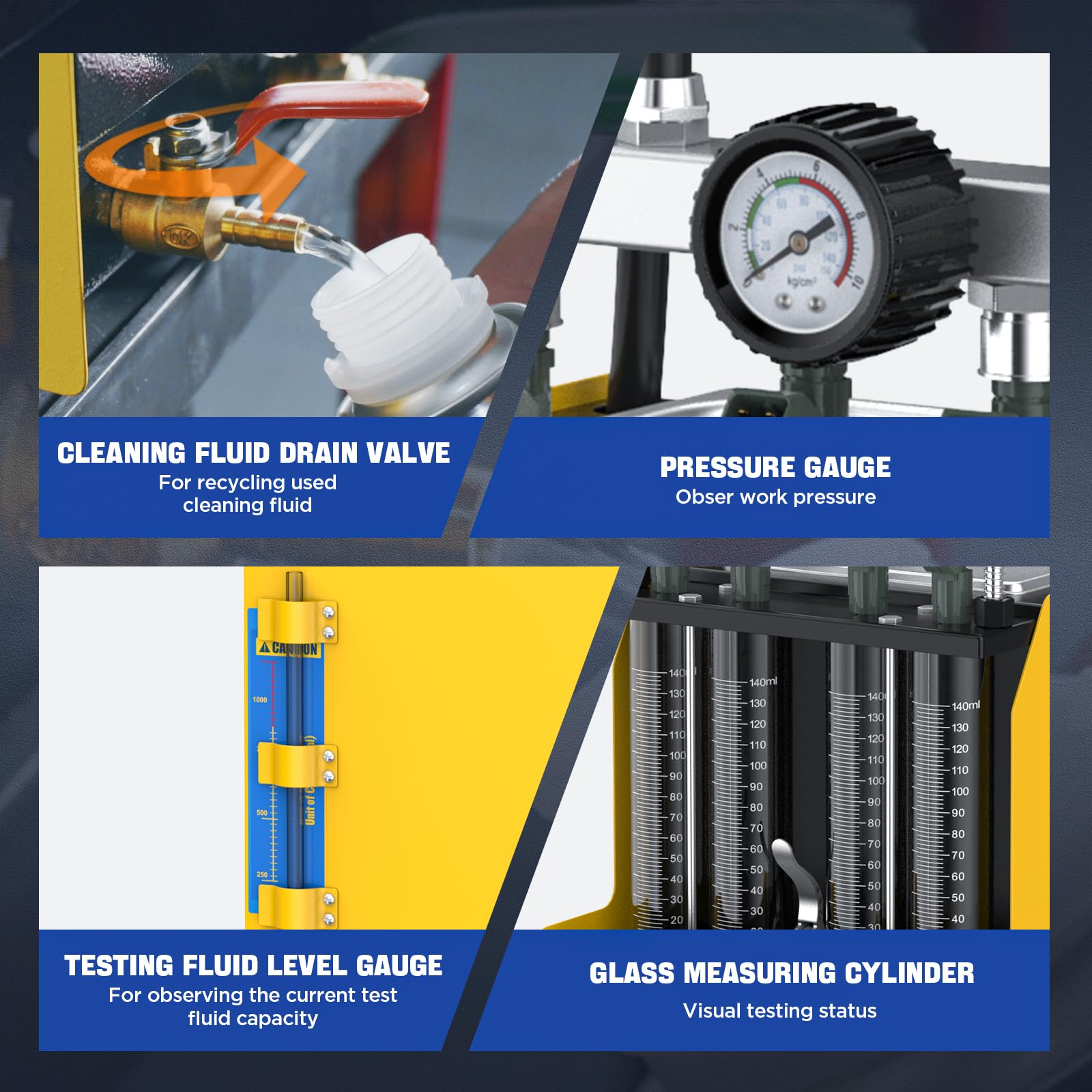 AUTOOL Máquina probadora de Limpiador de inyectores de Combustible, Limpiador ultrasónico de inyección de Combustible de 4 Cilindros para inyectores de Gasolina, Pantalla Digital, 3 Funciones de