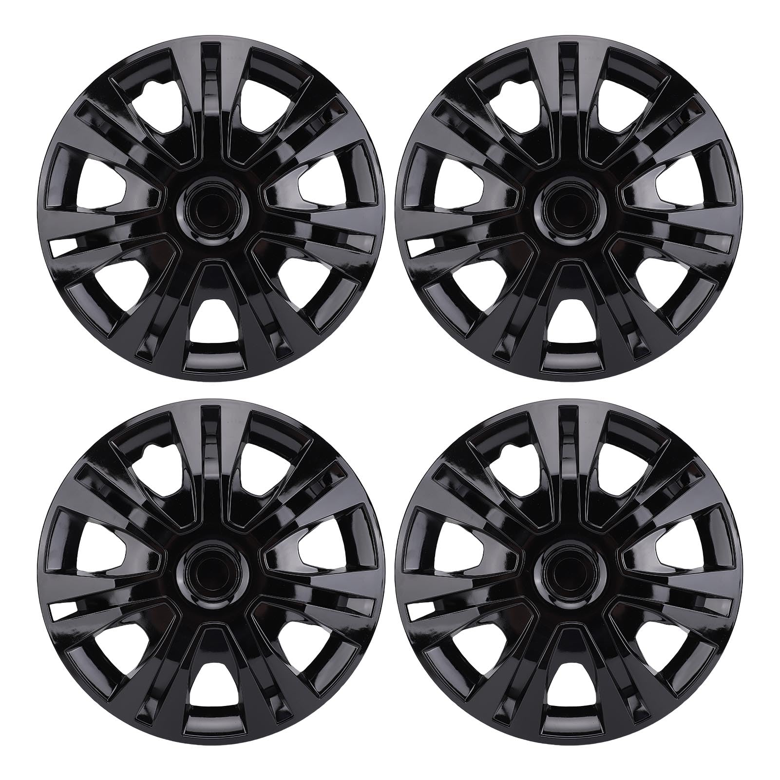 Aramox 4 szt. Kołpaki Kołpaki 16-calowe 4 Kołpaków ABS z Uniwersalnym Dopasowaniem (BLACK)