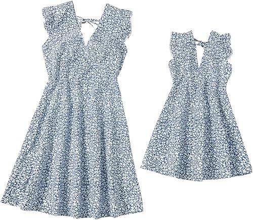 Vestidos a juego para mamá y yo, con estampado floral, sin mangas, tirantes delgados, cuello en V, girasol, vestido de playa para madre e hija