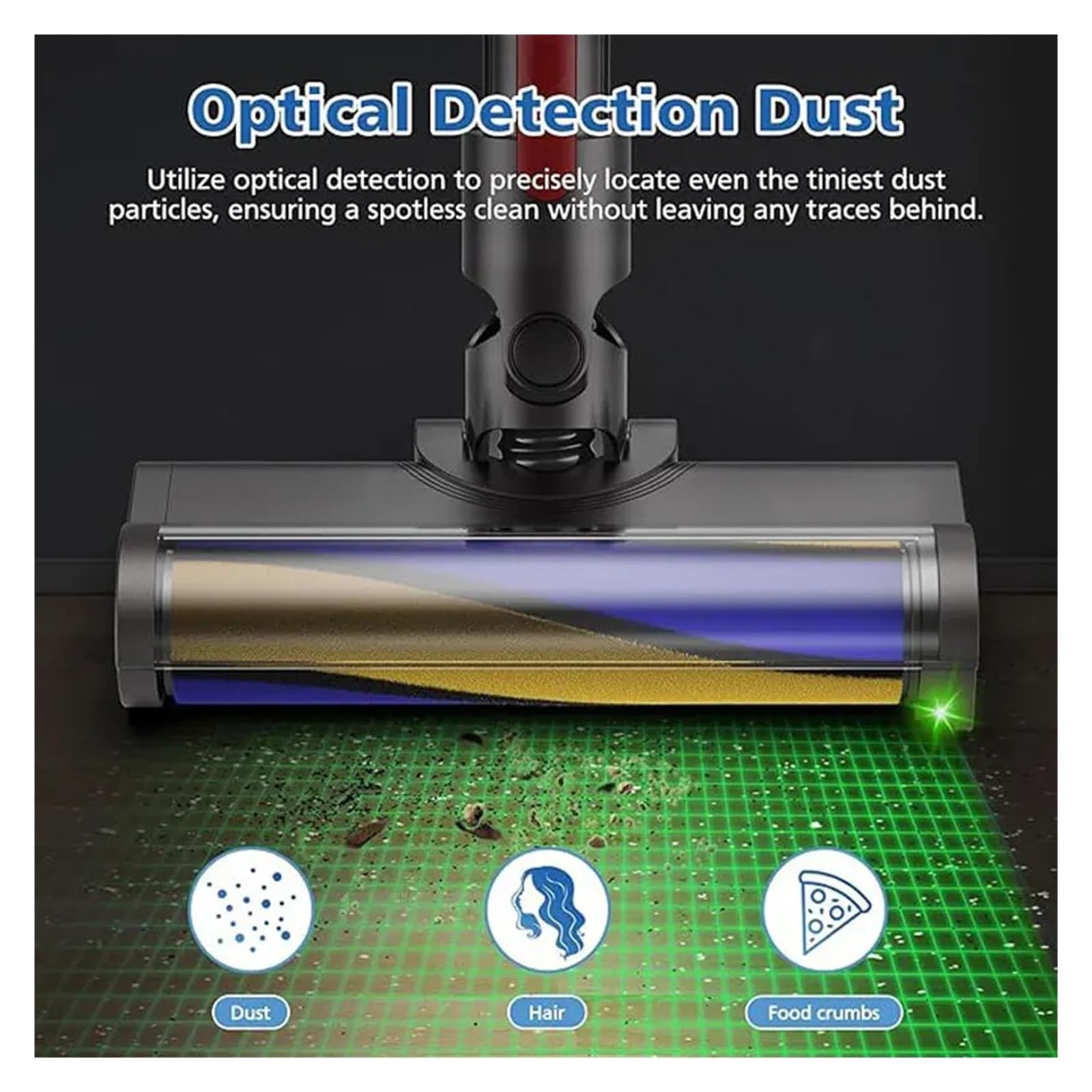 Weiche Rollenbürste, kompatibel mit Dyson, V6 V7 V8 V10 | V11 V12 V15, Slim-Modelle, grünes LED-Licht, für Hartböden und Hausreinigung