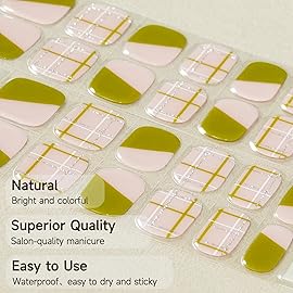 DUKASOU Semi Cured Gel Nail Strips, Road Wilderness | 28 pcs Gel Nail Strips Work with Any UV Lamp, Salon Quality UV Nails Stickers, Easy to Apply for Home Nails DIY