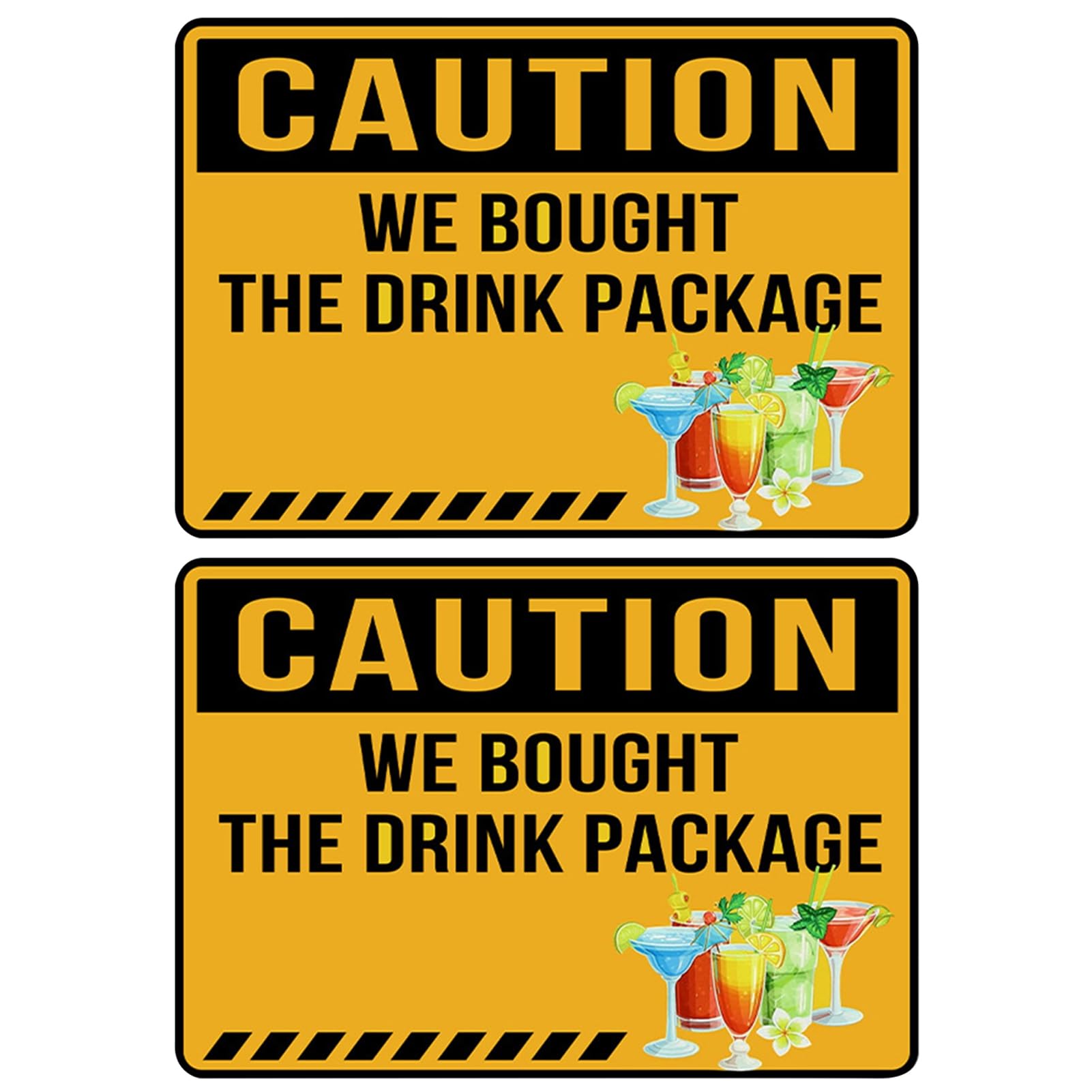 Ulafbwur 2Pcs Magnetic Stickers For Cruise Funny Door Decorations 'We Bought Drink Package' Sign Carnival Cruises Caution