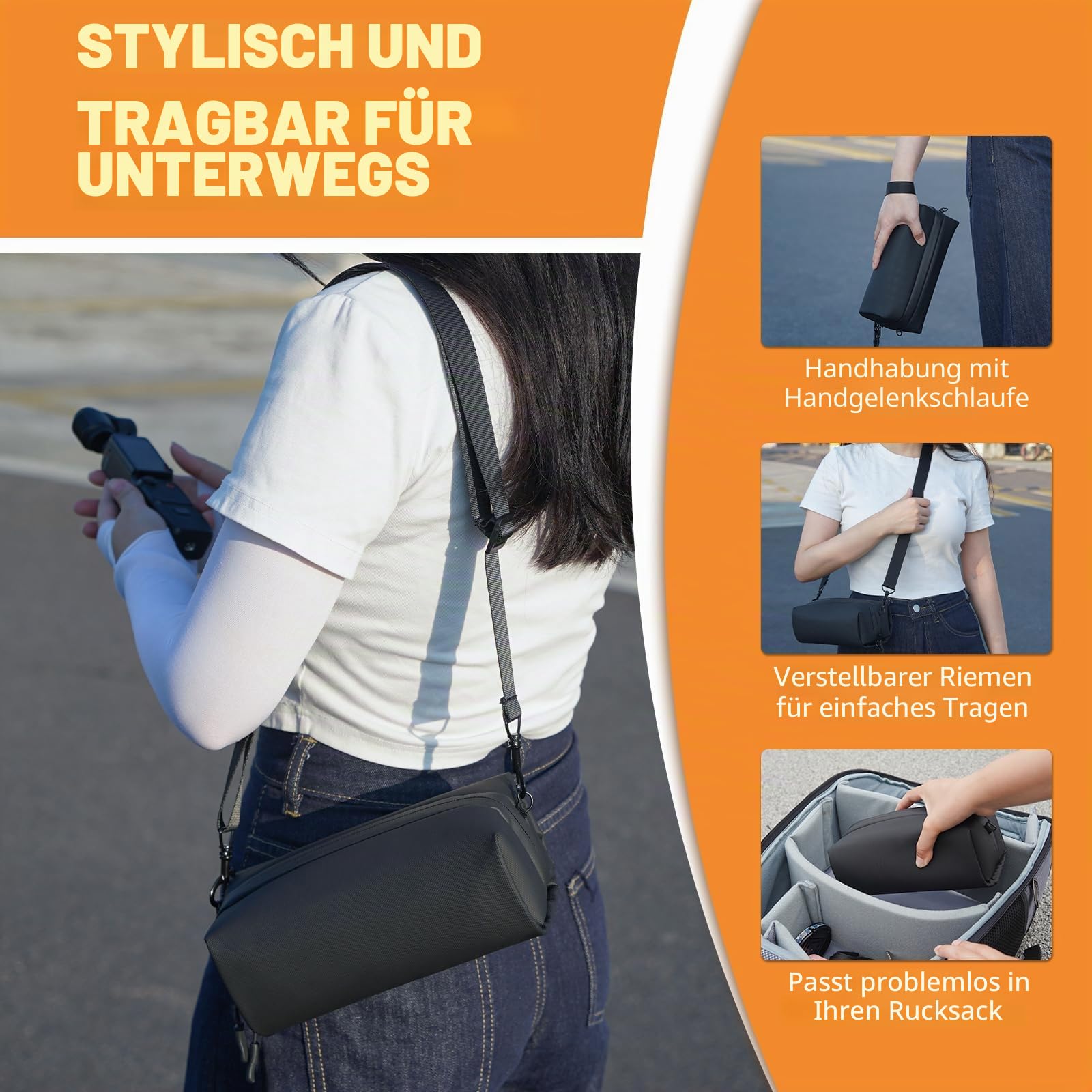 Pocket 3 Tasche für DJI Osmo Pocket 3, Tragetasche Aufbewahrungstasche Schutzhülle, Schultertasche Case, Handtasche für DJI Osmo Pocket 3 Creator Combo Kamera Zubehör