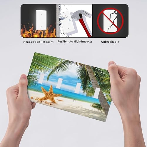 Vista 561 de Cubiertas decorativas de salida de estrella de mar playera, tablero de madera azul de concha de mar de 1 banda, decoración individual GFCI, placa