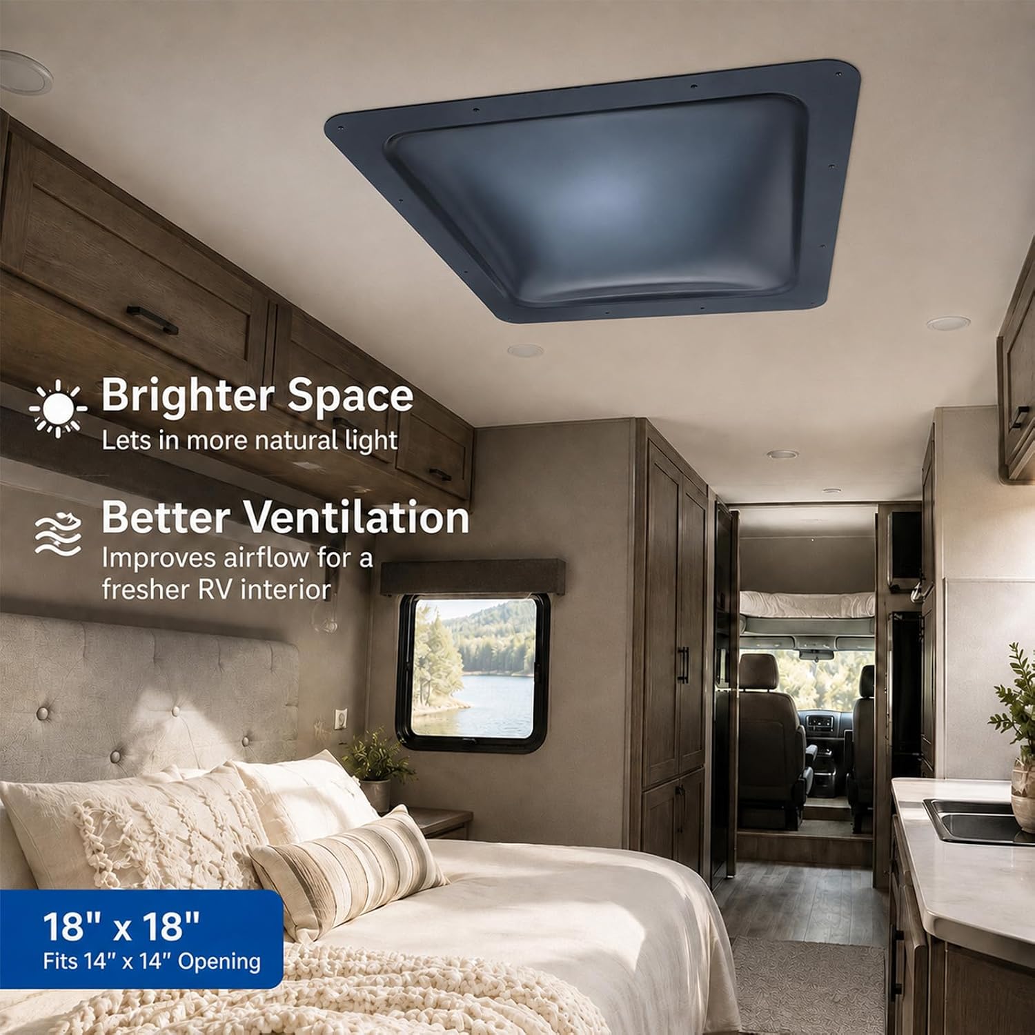 RV Skylight Replacement 18" x 18" Outer Dome Cover Fit 14" x 14" Openings