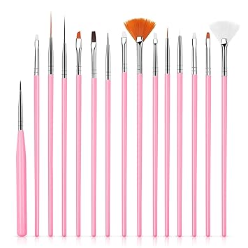 Amazon Com 15pcs Nail Art Painting Brush Set Acrylic Nail Art Design Painting Drawing Polish Brush Pen Tools Uv Gel Pen Different Pen Brushes Diy Nail Art Decoration Accessories Pink Beauty