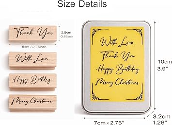4PC Happy Birthday, Thank You & Christmas Rubber Stamp Set for Card Making