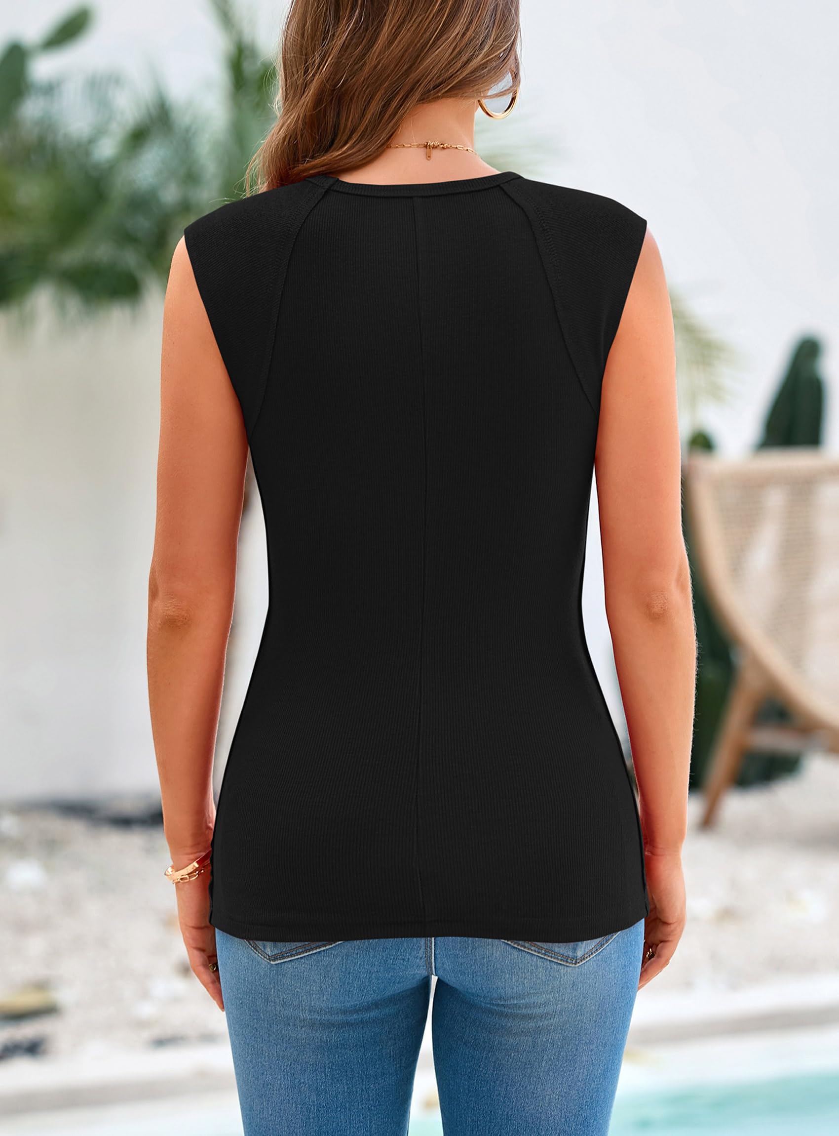 PRETTYGARDEN Women's Ribbed Tank Tops 2026 Summer Cap Sleeve Slim Fitted Knit Basic Casual Tee Shirts Trendy Fashion Clothes — view 82
