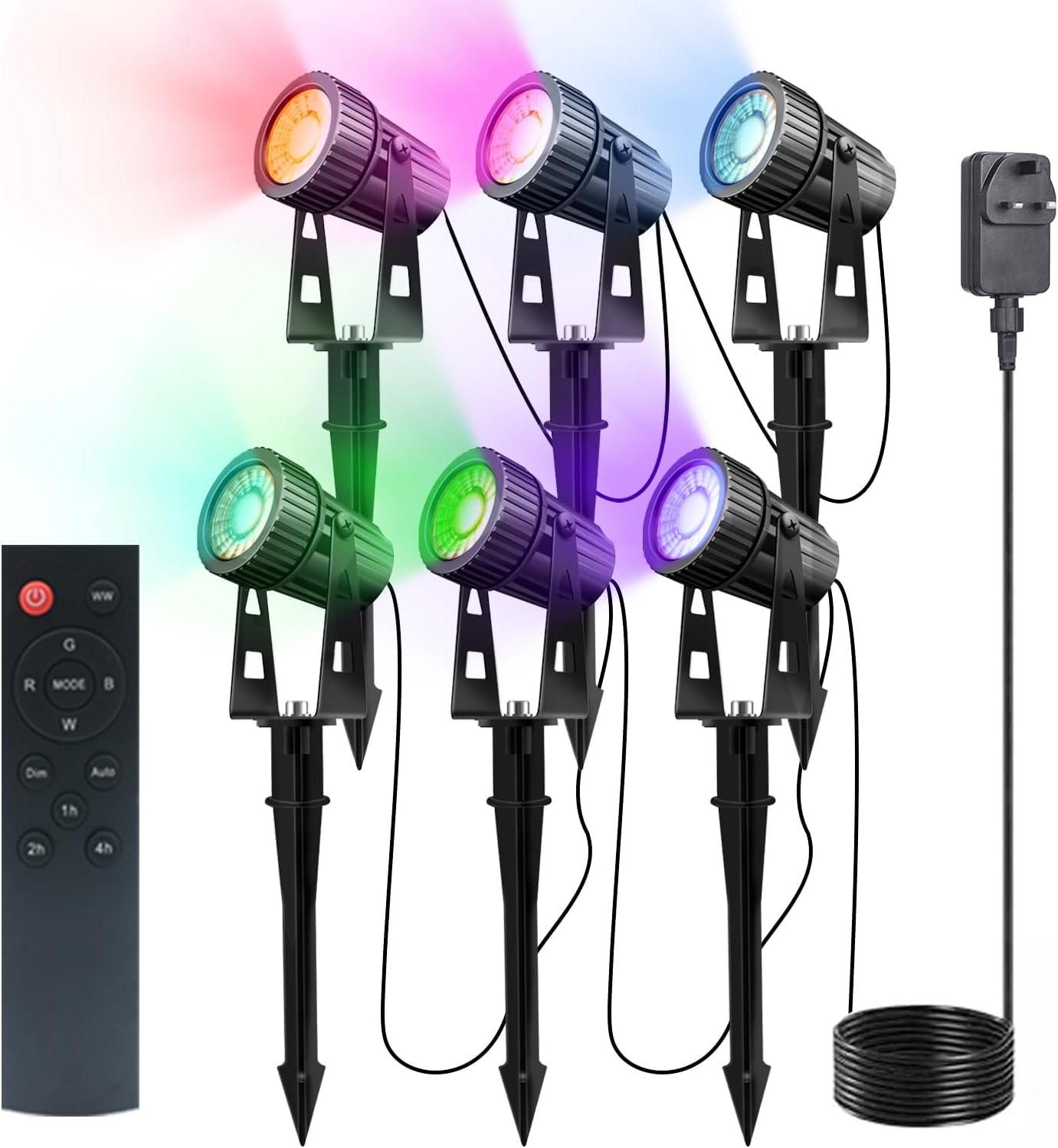 NATPOW Garden Lights Mains Powered, RGB Low Voltage Landscape