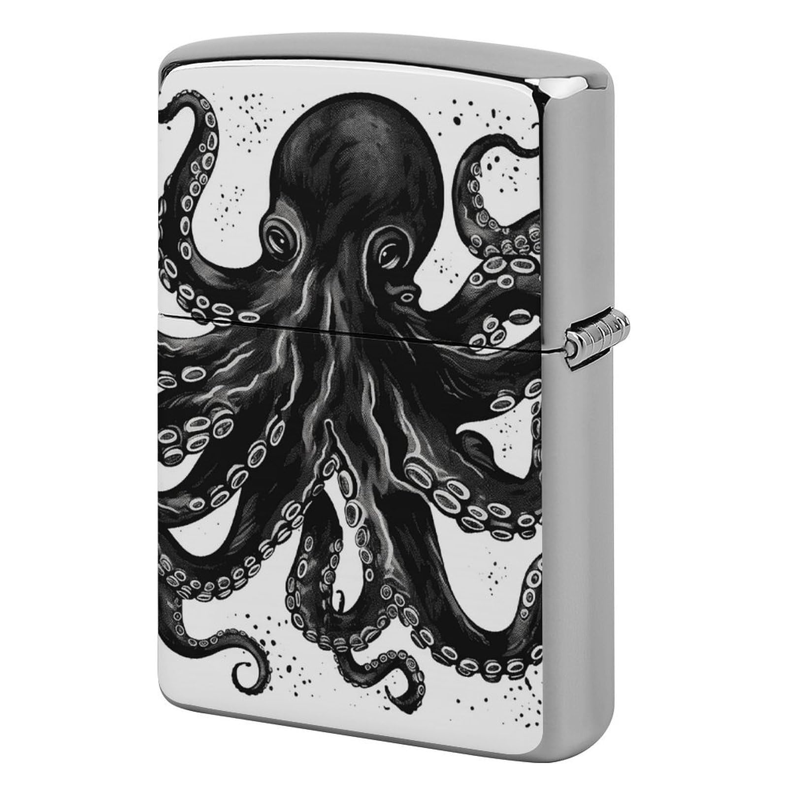 Classic Black Octopus Lighter Case Vintage Metal Lighter Cover Reusable Lighter Protective Sleeve Unique Design Personalized Lighter Sleeve Holder Against Dust and Scratches