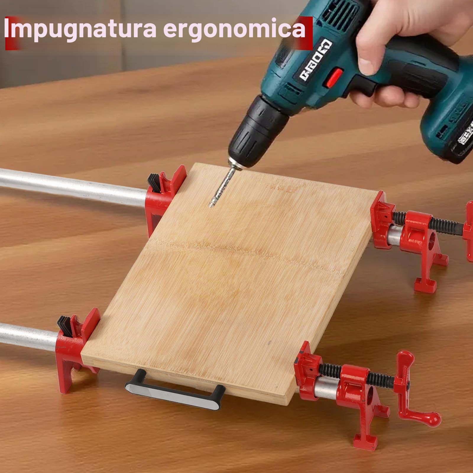 4 Pezzo Morsetto a Vite per Tubi, 3/4" Morsetti a Tubo da Falegname, 26,5mm Morsetti per Tubi. di Legno Morsa, Morsetti a Sgancio Rapido Clamp Wood, Tubi. di Legno Morsa