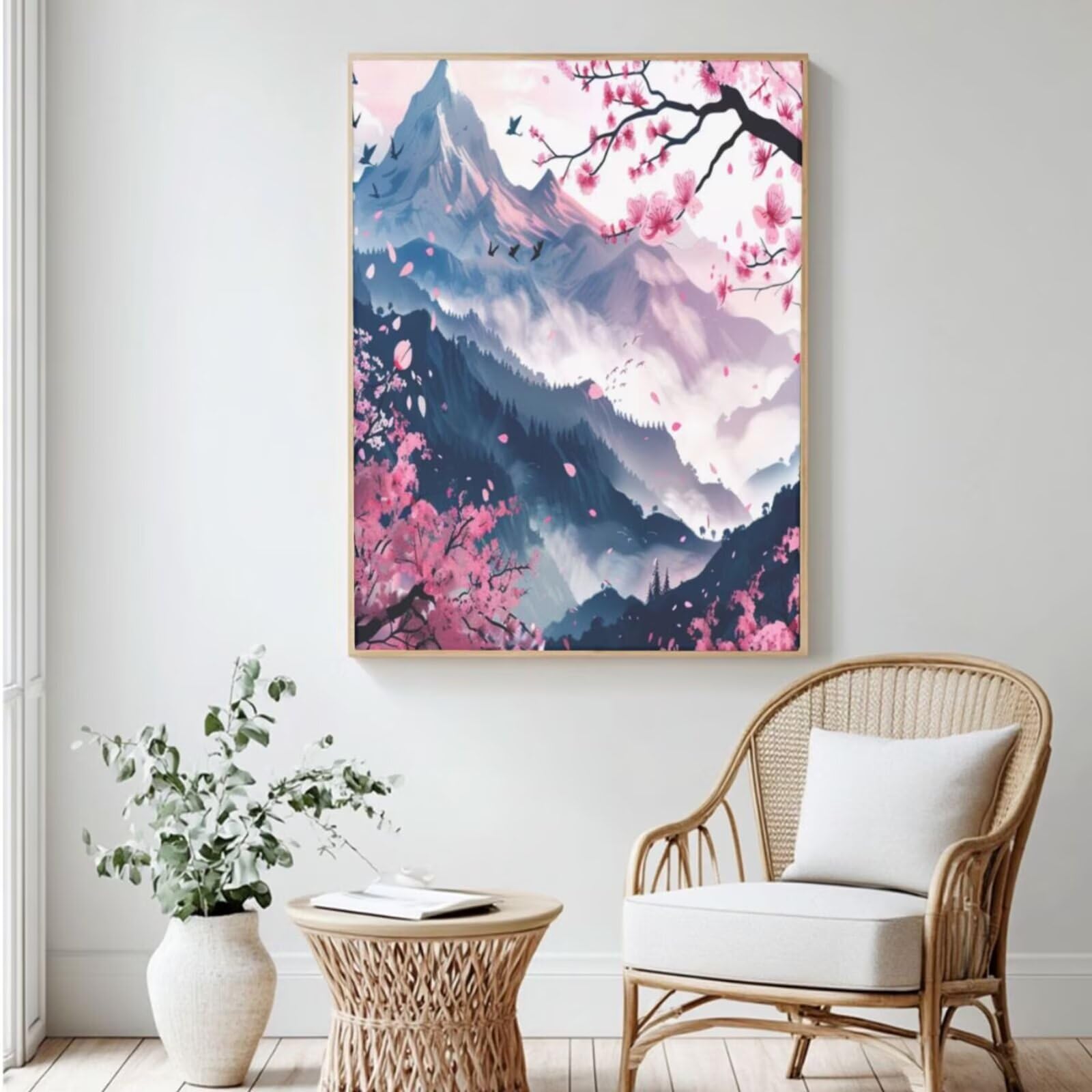 Malen Nach Zahlen Landschaft, DIY Ölgemälde Malen Nach Zahlen Erwachsene Tuschemalerei, Painting by Numbers Anfänger mit 6 Pinseln und Acrylfarben, für Haus Wand Deko - (65x90 cm, Ohne Rahmen) MK224