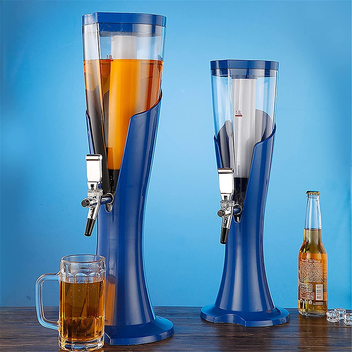 MU Birra Torre, Beer Birra Dispenser Stile Europeo Stile Commerciale Cocktail Cocktail Barrel 3L Draft Birra Colorful Icicle Party Ktv Bar Glastuale,Giallo,5L.