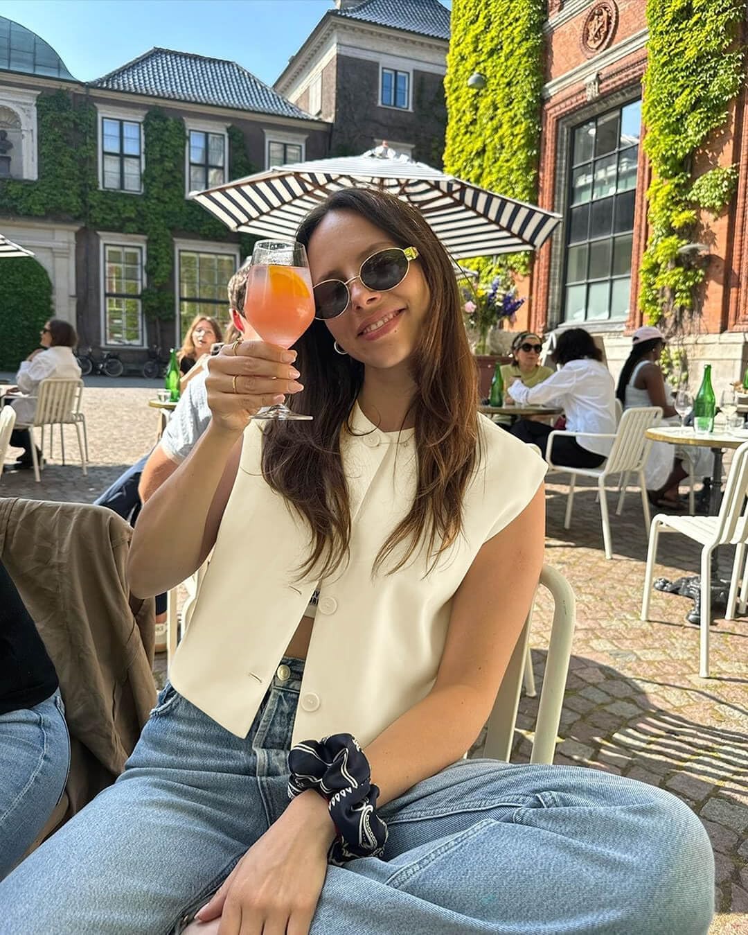 Tankaneo Womens Cropped Cap Sleeve Vest Tank Tops Summer Work Casual Crew Neck Button Down Waistcoats - Image 2