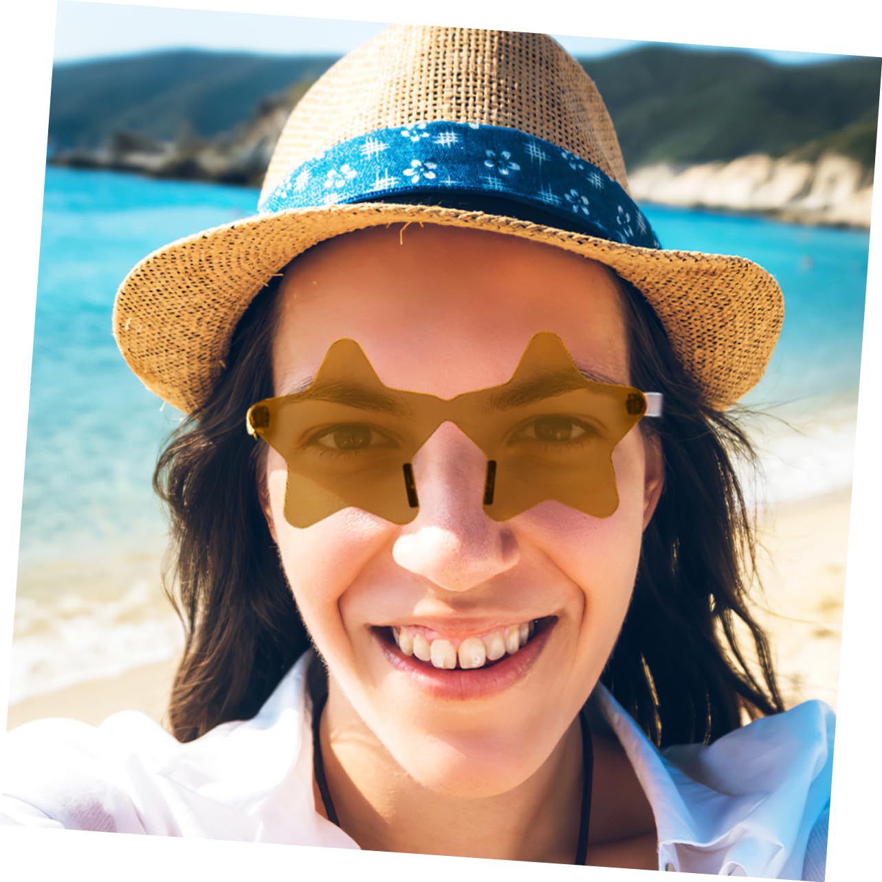 Pentagramm-sonnenbrille Randlose Sonnenbrille Mode Sonnenbrillen Strandsonnenbrille Stern-sonnenbrille Für Erwachsene Cosplay Star Brillen Lustige Partybrille Cosplay-brille