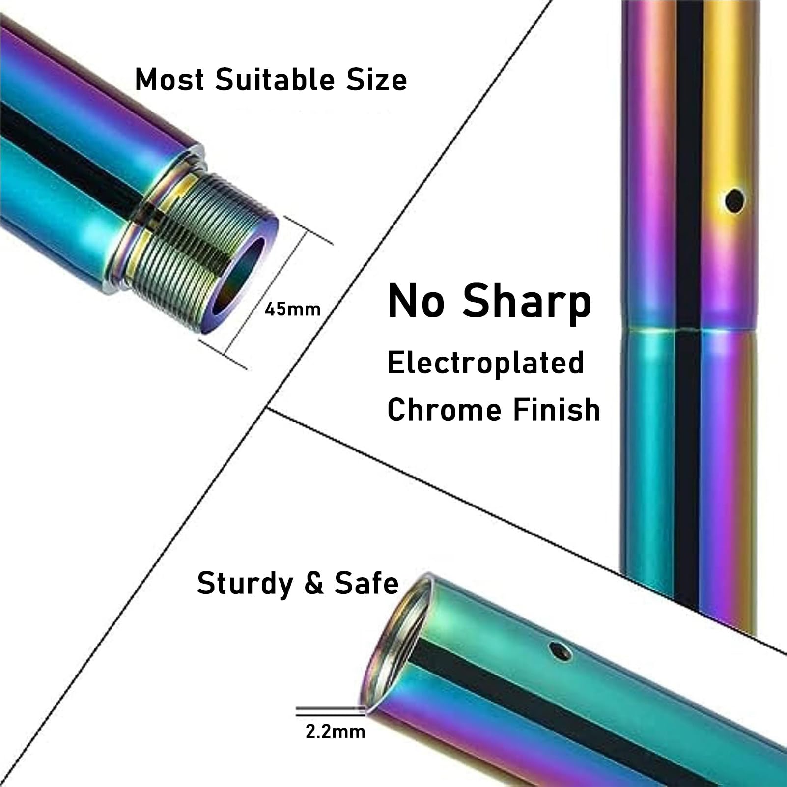 Stripper Pole, drehende statische Tanzstange für Zuhause, Fitnessstudio und Club, abnehmbare 45 mm professionelle Ausrüstung, verstellbare Höhe 18,9 - 32,8 cm