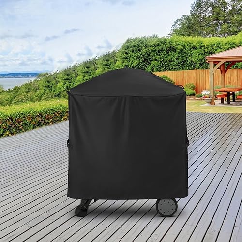Miniatura 6 de Unicook Funda para parrilla Weber Q1001000 Q2002000 Series en carrito portátil con mesas laterales plegadas en el interior, en comparación con Weber