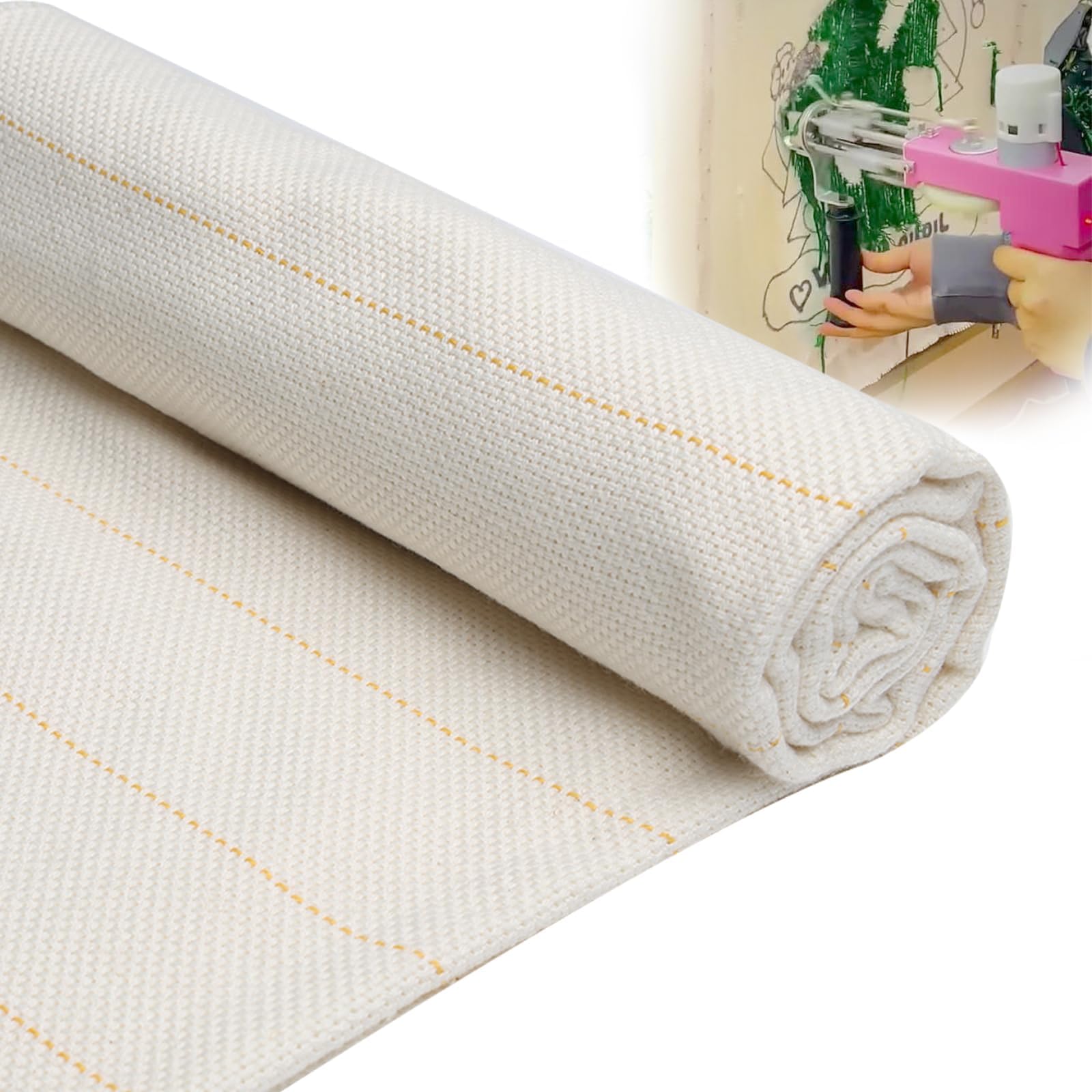 39 x 39 Inches Premium Primary Tufting Cloth with Marked Lines, Monk Cloth for Rug-Punch, DIY Punch Needle Carpet Making Supplies